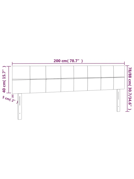 Čelo postele s LED světle šedé 200x5x78/88 cm samet