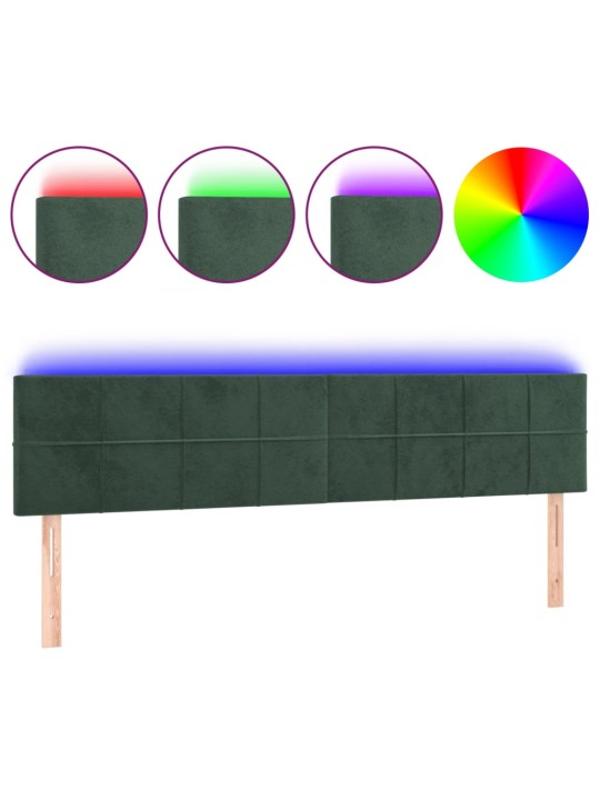 Čelo postele s LED tmavě zelené 200x5x78/88 cm samet