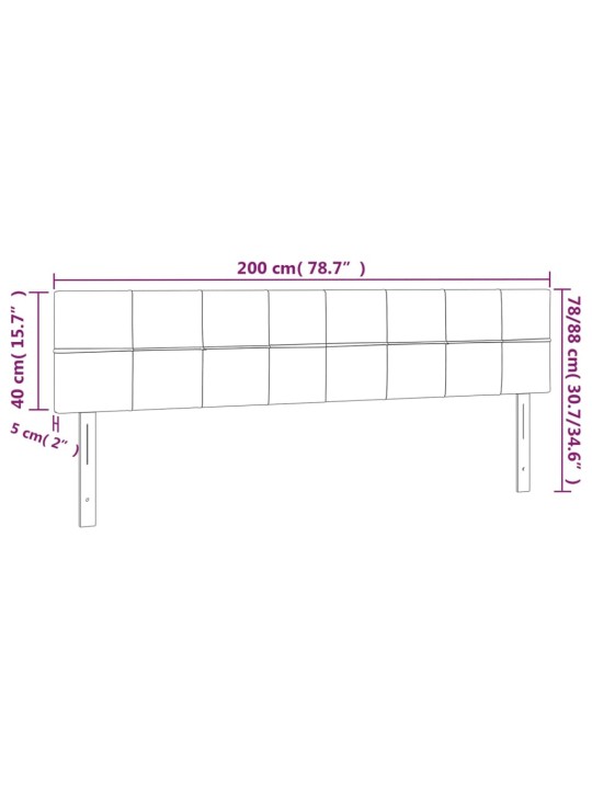 Čelo postele s LED růžové 200x5x78/88 cm samet