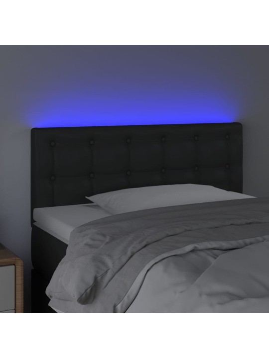 Čelo postele s LED černé 80 x 5 x 78/88 cm umělá kůže