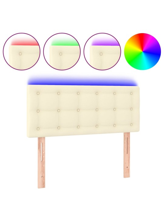 Čelo postele s LED krémové 80 x 5 x 78/88 cm umělá kůže
