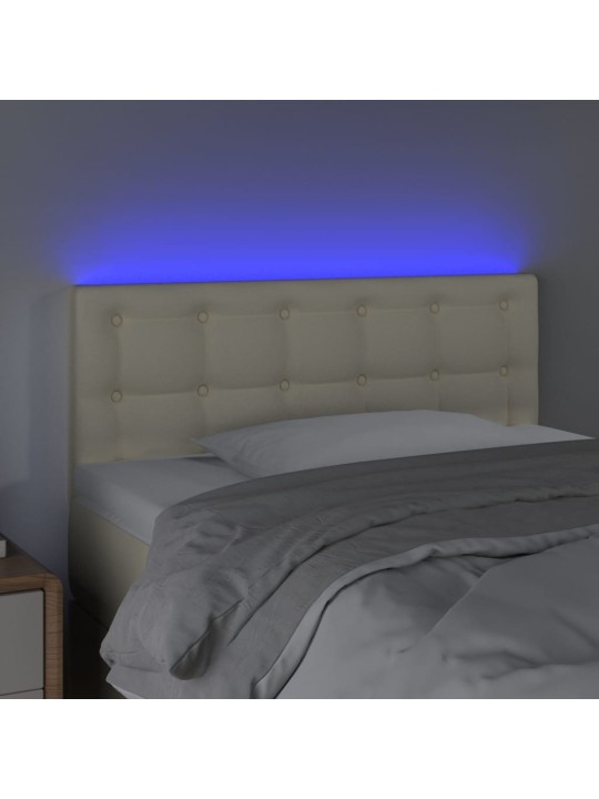 Čelo postele s LED krémové 80 x 5 x 78/88 cm umělá kůže