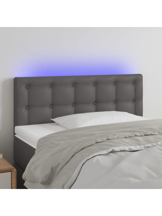 Čelo postele s LED šedé 80 x 5 x 78/88 cm umělá kůže