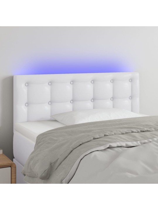 Čelo postele s LED bílé 100x5x78/88 cm umělá kůže
