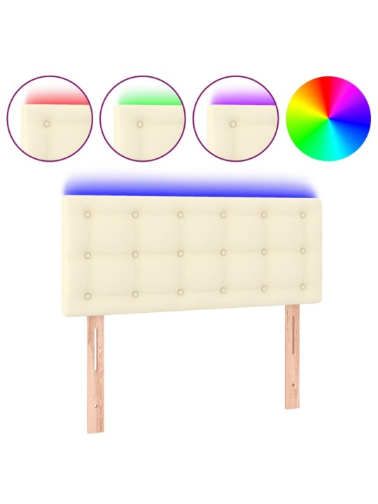 Čelo postele s LED krémové 100x5x78/88 cm umělá kůže