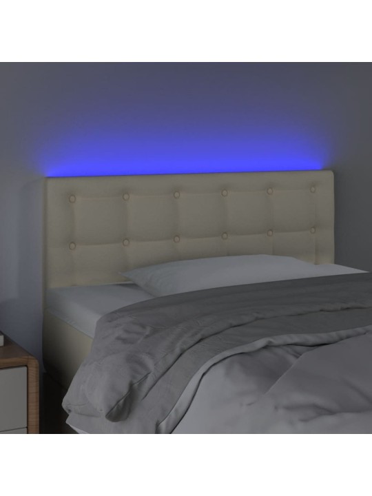 Čelo postele s LED krémové 100x5x78/88 cm umělá kůže