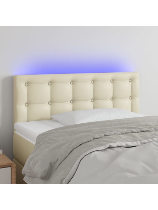 Čelo postele s LED krémové 100x5x78/88 cm umělá kůže