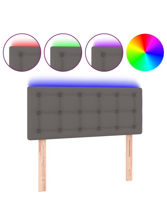 Čelo postele s LED šedé 100x5x78/88 cm umělá kůže
