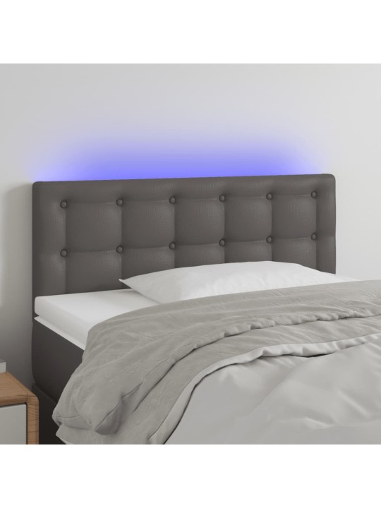Čelo postele s LED šedé 100x5x78/88 cm umělá kůže