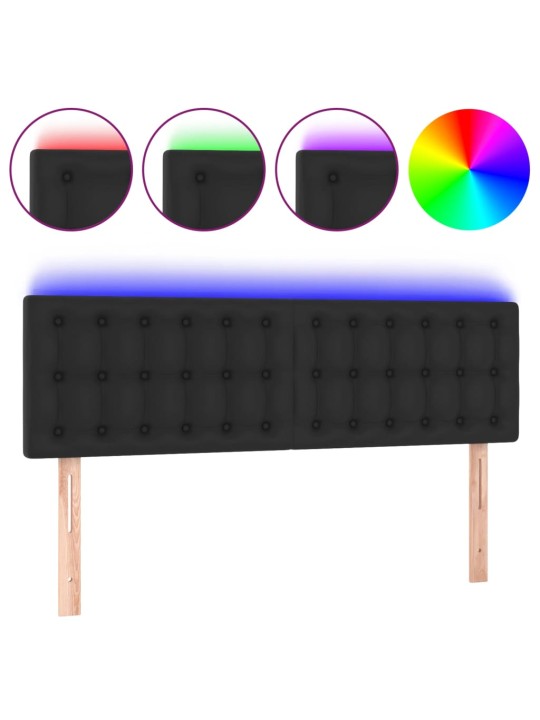 Čelo postele s LED černé 144x5x78/88 cm umělá kůže