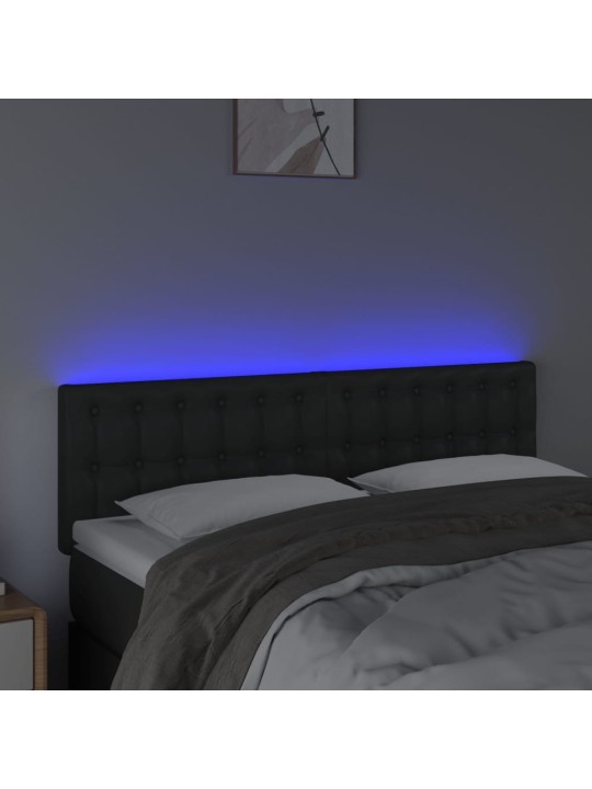 Čelo postele s LED černé 144x5x78/88 cm umělá kůže