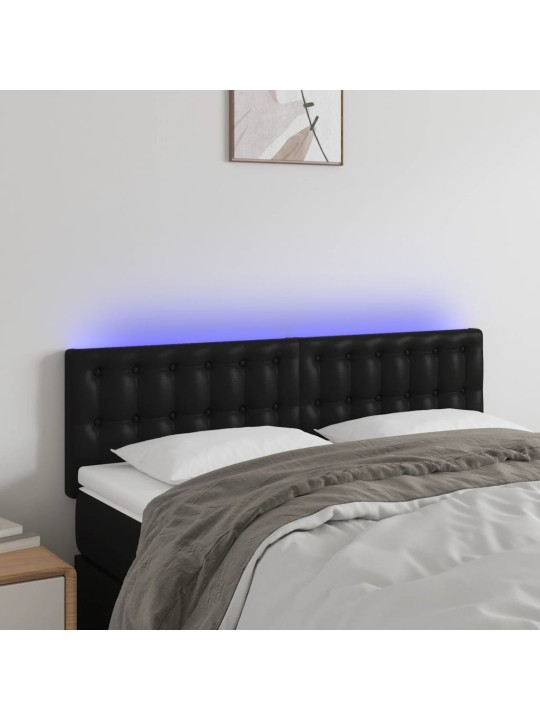 Čelo postele s LED černé 144x5x78/88 cm umělá kůže