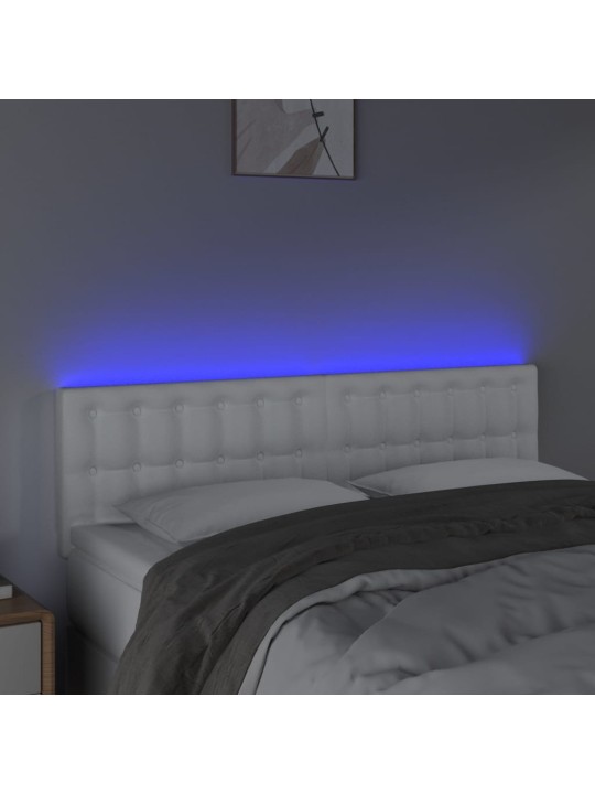 Čelo postele s LED bílé 144x5x78/88 cm umělá kůže