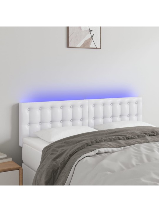 Čelo postele s LED bílé 144x5x78/88 cm umělá kůže