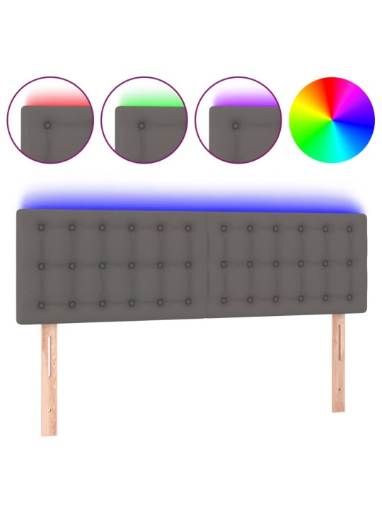 Čelo postele s LED šedé 144x5x78/88 cm umělá kůže