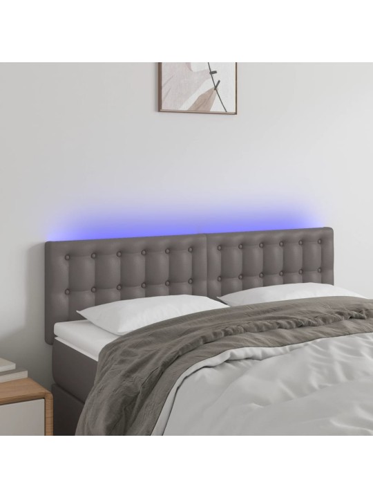 Čelo postele s LED šedé 144x5x78/88 cm umělá kůže