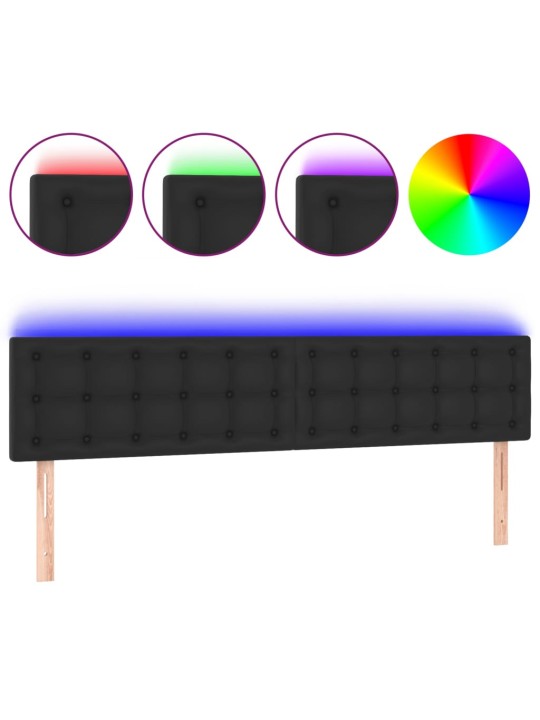 Čelo postele s LED černé 160x5x78/88 cm umělá kůže
