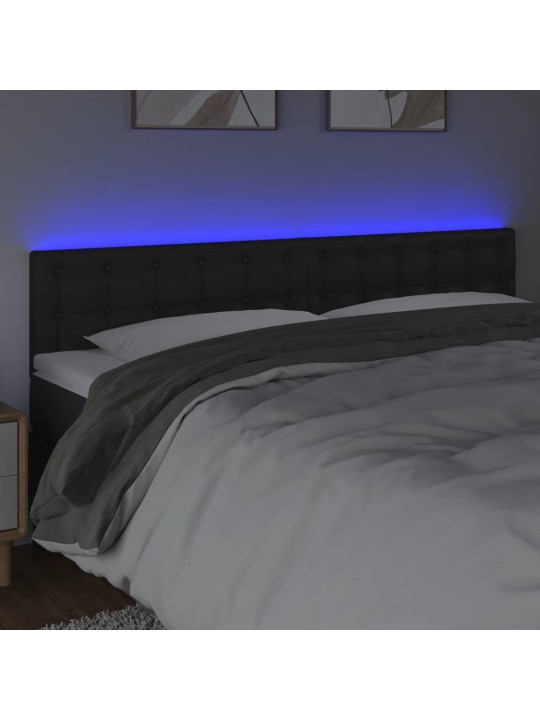 Čelo postele s LED černé 160x5x78/88 cm umělá kůže