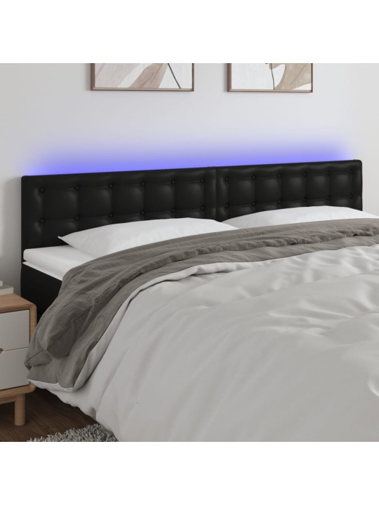 Čelo postele s LED černé 160x5x78/88 cm umělá kůže