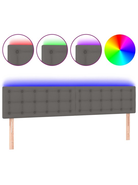 Čelo postele s LED šedé 160x5x78/88 cm umělá kůže