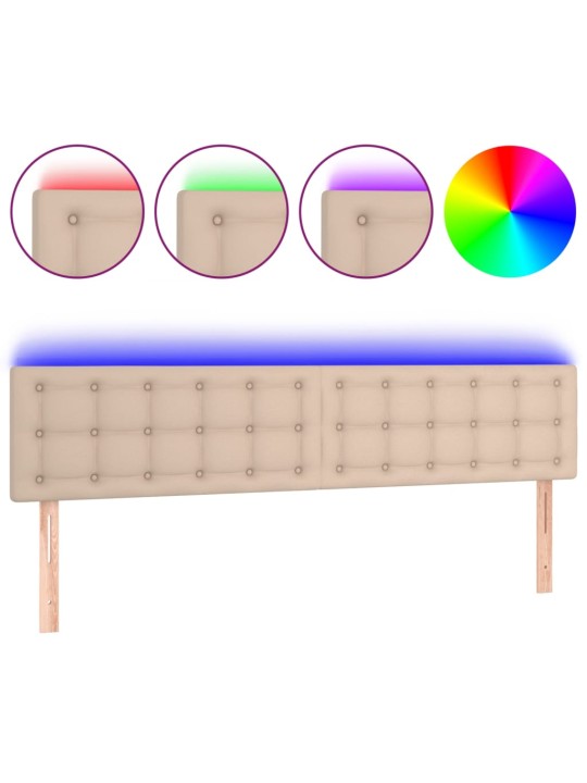 Čelo postele s led cappuccino 160x5x78/88 cm umělá kůže