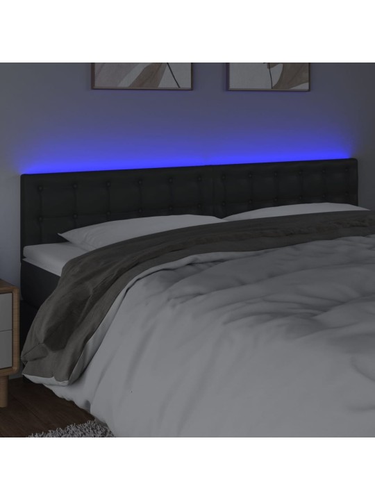 Čelo postele s LED černé 180x5x78/88 cm umělá kůže