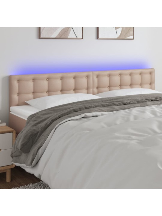 Čelo postele s led cappuccino 180x5x78/88 cm umělá kůže