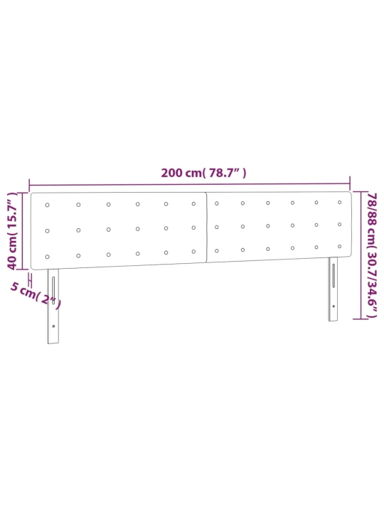 Čelo postele s LED černé 200x5x78/88 cm umělá kůže