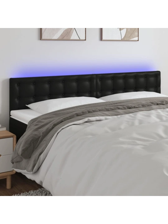 Čelo postele s LED černé 200x5x78/88 cm umělá kůže
