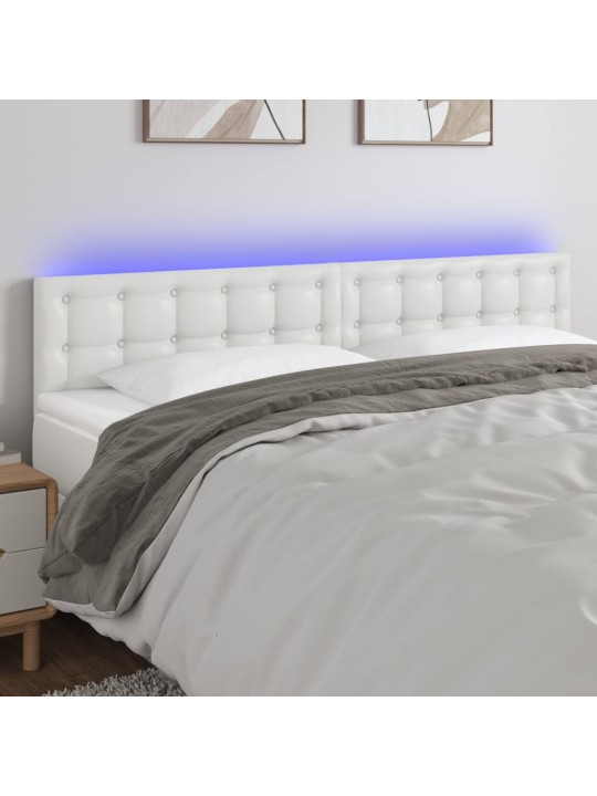 Čelo postele s LED bílé 200x5x78/88 cm umělá kůže