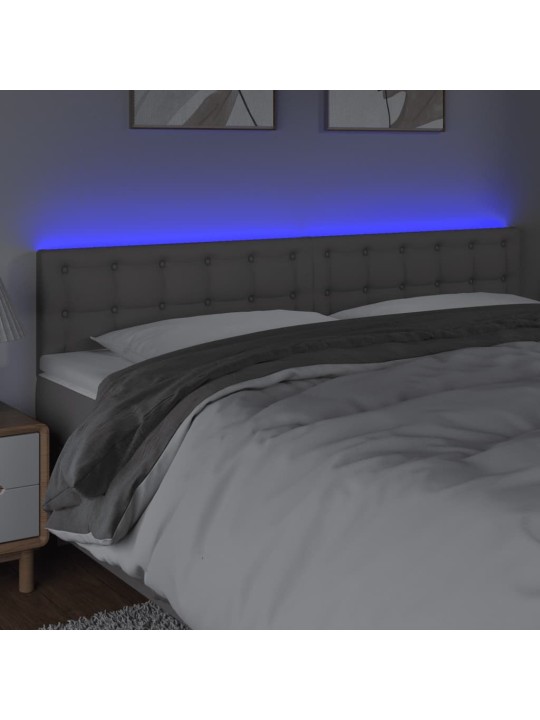 Čelo postele s LED šedé 200x5x78/88 cm umělá kůže