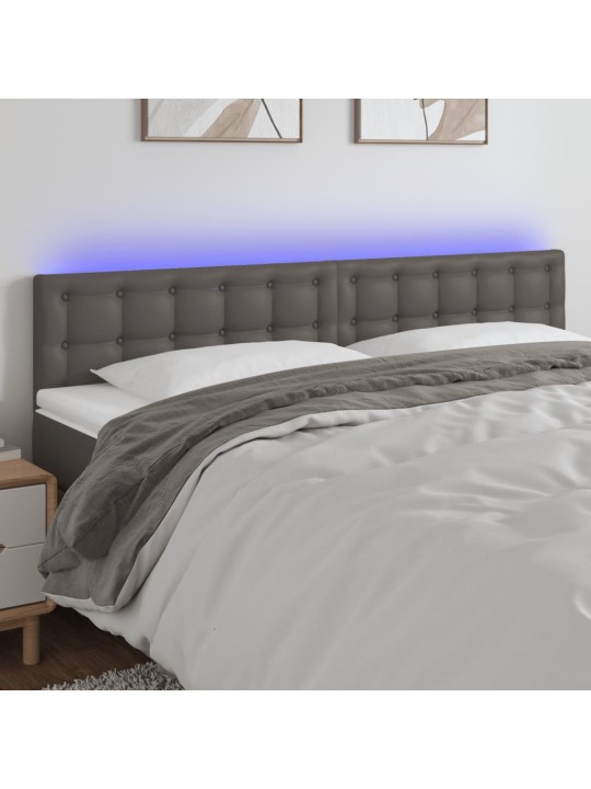 Čelo postele s LED šedé 200x5x78/88 cm umělá kůže