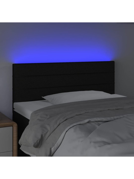 Čelo postele s LED černé 80 x 5 x 78/88 cm textil
