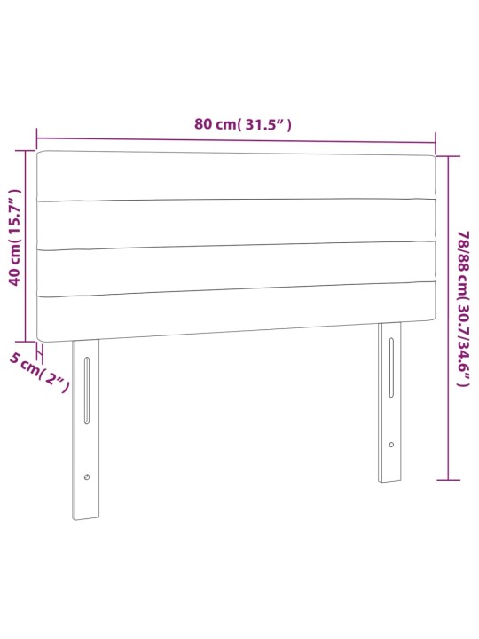 Čelo postele s LED modré 80 x 5 x 78/88 cm textil