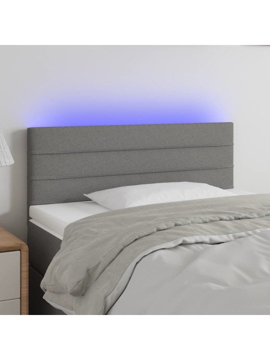 Čelo postele s LED tmavě šedé 90x5x78/88 cm textil