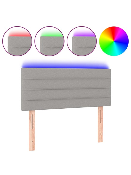 Čelo postele s LED světle šedé 100 x 5 x 78/88 cm textil