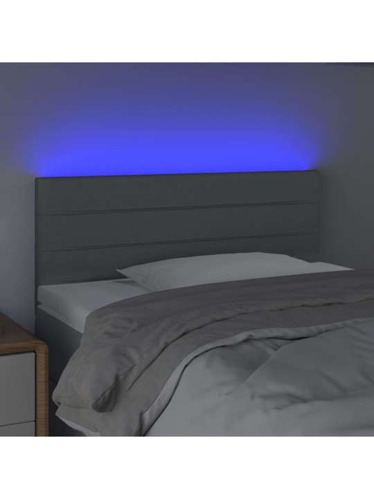 Čelo postele s LED světle šedé 100 x 5 x 78/88 cm textil