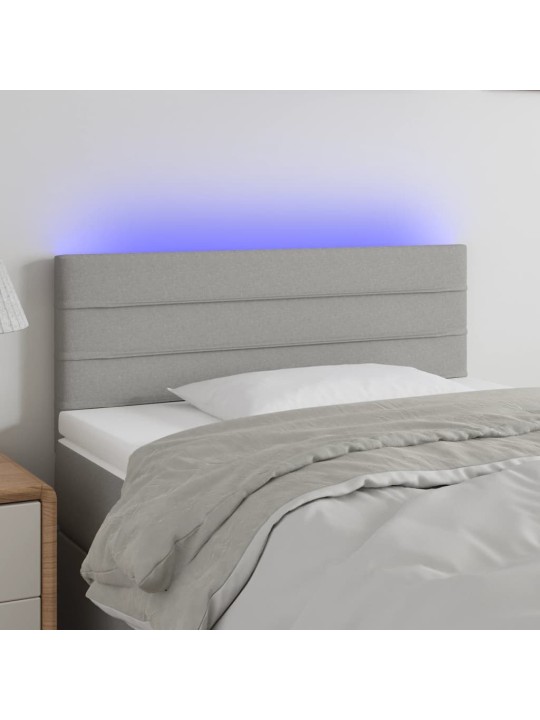 Čelo postele s LED světle šedé 100 x 5 x 78/88 cm textil