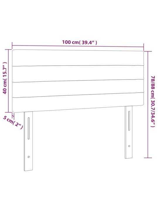 Čelo postele s LED černé 100x5x78/88 cm textil