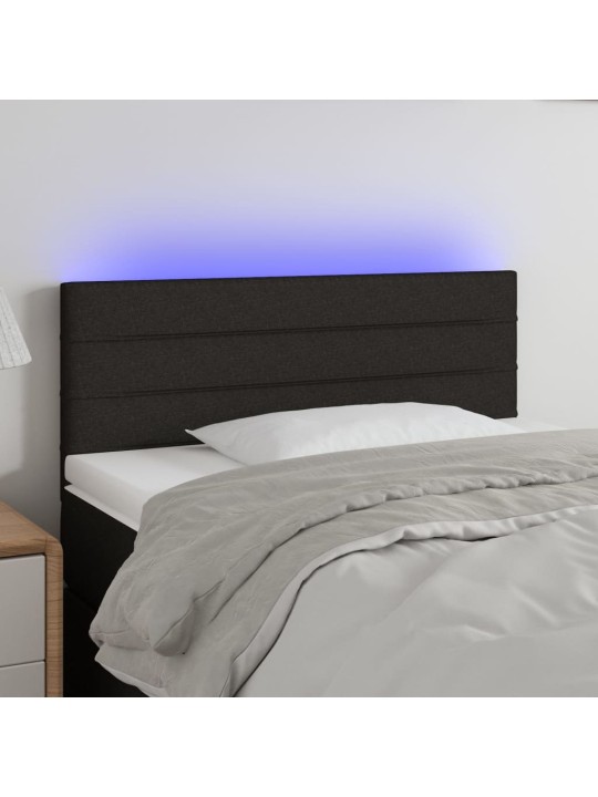 Čelo postele s LED černé 100x5x78/88 cm textil