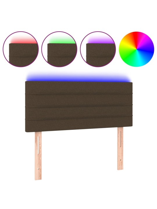 Čelo postele s LED tmavě hnědé 100x5x78/88 cm textil
