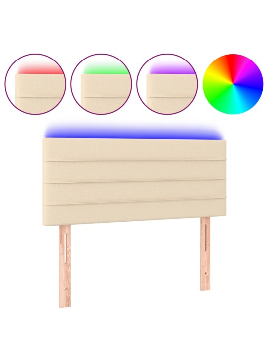 Čelo postele s LED krémové 100x5x78/88 cm textil