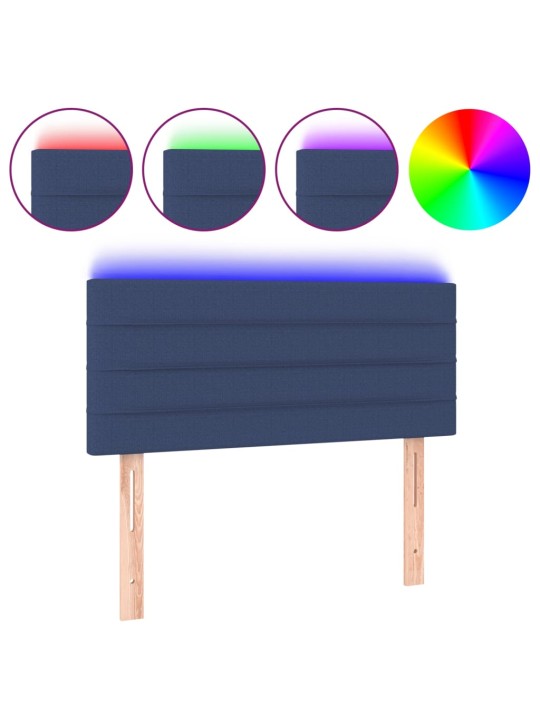 Čelo postele s LED modré 100x5x78/88 cm textil