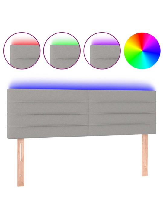 Čelo postele s LED světle šedé 144 x 5 x 78/88 cm textil