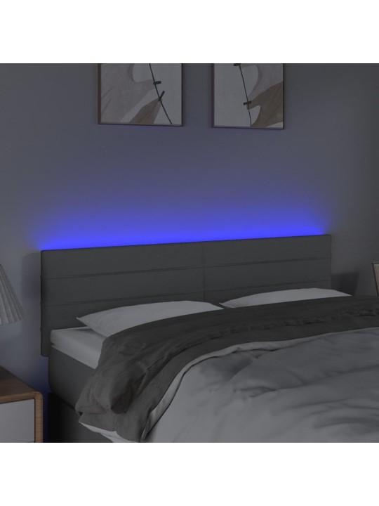 Čelo postele s LED světle šedé 144 x 5 x 78/88 cm textil
