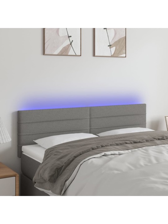 Čelo postele s LED tmavě šedé 144x5x78/88 cm textil