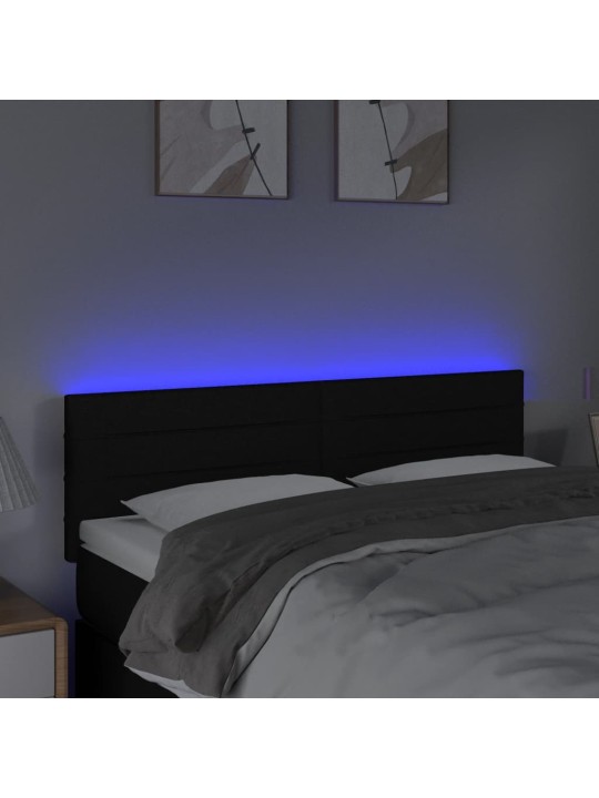 Čelo postele s LED černé 144x5x78/88 cm textil