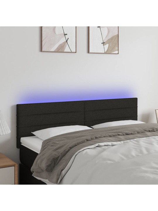 Čelo postele s LED černé 144x5x78/88 cm textil