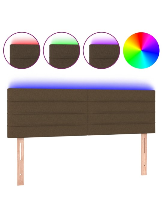 Čelo postele s LED tmavě hnědé 144x5x78/88 cm textil
