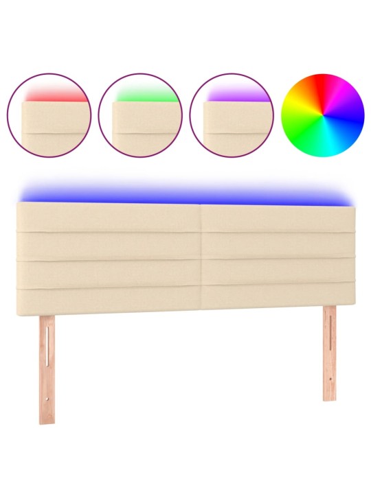 Čelo postele s LED krémové 144x5x78/88 cm textil